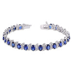 13 1/5ct TGW Created Blue Sapphire and Diamond Accent S-Link Bracelet // 7 in