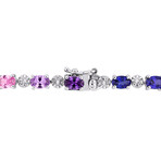 9 7/8ct TGW Multi-Color Created Sapphire and Diamond Accent Tennis Bracelet // 7.25 in