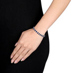 13 1/5ct TGW Created Blue Sapphire and Diamond Accent S-Link Bracelet // 7 in