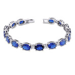 32ct TGW Created Blue and Created White Sapphire Bracelet // 7 in