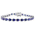 13 1/2ct TGW Created Blue Sapphire Tennis Bracelet // 7.25 in