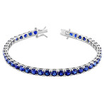 14 1/2ct TGW Created Blue Sapphire Tennis Bracelet // 7.25 in