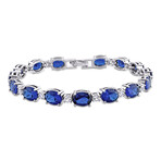 32ct TGW Created Blue and Created White Sapphire Bracelet // 7 in