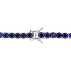 14 1/2ct TGW Created Blue Sapphire Tennis Bracelet // 7.25 in