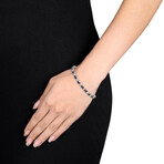 9 7/8ct TGW Created Blue Sapphire and Diamond Accent Bracelet // 7.25 in