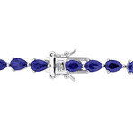 13 1/2ct TGW Created Blue Sapphire Tennis Bracelet // 7.25 in