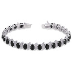 14 7/8ct TGW Black Sapphire and Diamond Accent S-Link Bracelet // 7 in