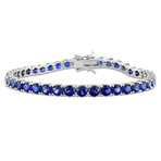 14 1/2ct TGW Created Blue Sapphire Tennis Bracelet // 7.25 in