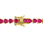 12 1/3ct TGW Created Ruby Bracelet in Yellow Plated Sterling Silver // 7.5 in