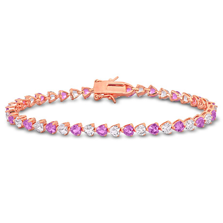 12ct TGW Created Pink and Created White Sapphire Bracelet // 7.5 in