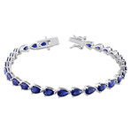 13 1/2ct TGW Created Blue Sapphire Tennis Bracelet // 7.25 in