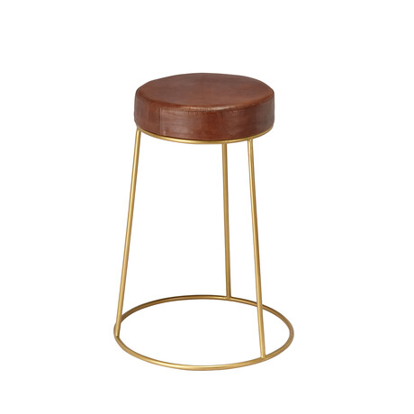 Wyatt Leather Counter Stool // Brown