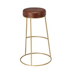 Wyatt Leather Bar Stool // Brown