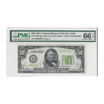 1934 $ 50 Federal Reserve St Louis LGS PMG 66 # 854  POP 20/2