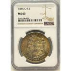 1885 O Morgan Dollar NGC MS 63 Toning # 005