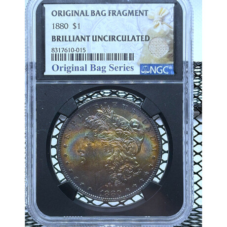 1880 P Morgan Dollar Black montser toning NGC BU # 015