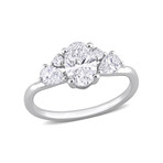 1 1/2ct TW Oval and Pear-Shaped Lab-Grown Diamond Cluster Engagement Ring // 14k White Gold (5)