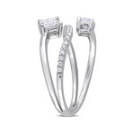 4/5ct TW Princess-Cut Lab-Grown Diamond 2-Stone Bypass Crossover Ring // 14k White Gold (5)