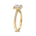 1ct TW Princess and Round-Cut Lab-Grown Diamond Halo Engagement Ring // 14k Yellow Gold (5)