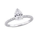 1 1/6ct TW Pear-Shaped and Round-Cut Lab-Grown Diamond Solitaire Engagement Ring // 14k White Gold (5)