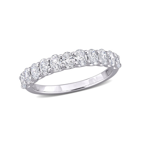 1ct TW Oval Lab-Grown Diamond Semi-Eternity Anniversary Band // 14k White Gold (5)