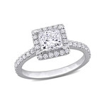 1 1/2ct TW Princess and Round-Cut Lab-Grown Diamond Halo Engagement Ring // 14k White Gold (7)