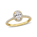 1ct TW Oval and Round-Cut Lab-Grown Diamond Halo Engagement Ring // 14k Yellow Gold (7)