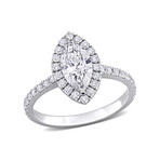 1ct TW Marquise and Round-Cut Lab-Grown Diamond Halo Engagement Ring // 14k White Gold (5)