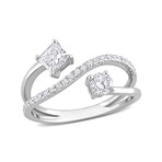 4/5ct TW Princess-Cut Lab-Grown Diamond 2-Stone Bypass Crossover Ring // 14k White Gold (6)