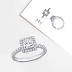 1 1/2ct TW Princess and Round-Cut Lab-Grown Diamond Halo Engagement Ring // 14k White Gold (6)