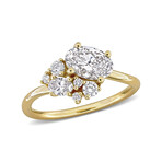 1 1/3ct TW Oval and Round-Cut Lab-Grown Diamond Cluster Engagement Ring // 14k Yellow Gold (6)