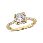 1ct TW Princess and Round-Cut Lab-Grown Diamond Halo Engagement Ring // 14k Yellow Gold (5)