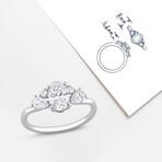 1 1/2ct TW Oval and Pear-Shaped Lab-Grown Diamond Cluster Engagement Ring // 14k White Gold (6)