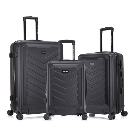 U.S. Army FOX PRO 3-piece Luggage Set 20"/24"/28" Expandable Suitcases with TSA Lock // Black