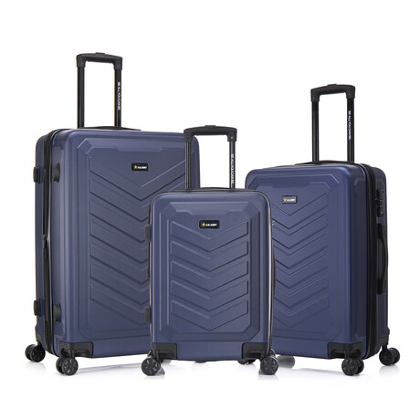 U.S. Army FOX PRO 3-piece Luggage Set 20"/24"/28" Expandable Suitcases with TSA Lock // Navy Blue