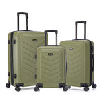 U.S. Army FOX PRO 3-piece Luggage Set 20"/24"/28" Expandable Suitcases with TSA Lock // Olive Drab