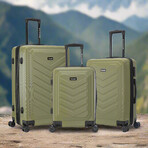 U.S. Army FOX PRO 3-piece Luggage Set 20"/24"/28" Expandable Suitcases with TSA Lock // Olive Drab