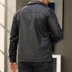 Faux Leather Button Up Lightweight Jacket // Black (S)