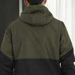 Blocked Zip Up Windbreaker // Khaki + Black (S)