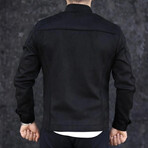 Zip Up Velvet Lightweight Jacket // Black (S)