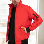 Mock Neck Lightweigh Jacket // Red (S)