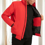 Mock Neck Lightweigh Jacket // Red (S)