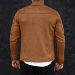 Zip Up Velvet Lightweight Jacket // Tan (S)