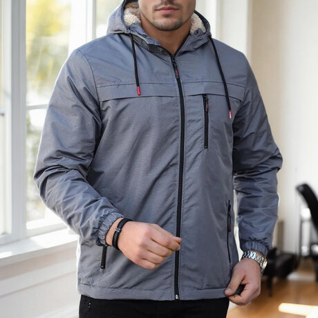 Hooded Lined Lightweight Jacket // Smoke (S)