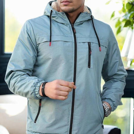 Hooded Lined Lightweight Jacket // Sea Green (S)