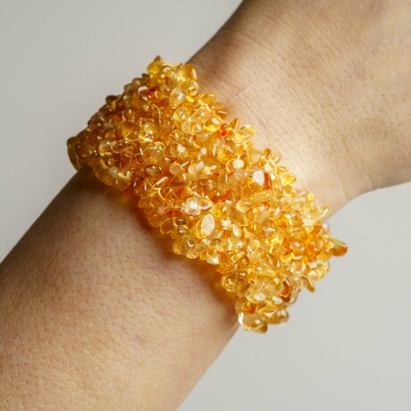 Genuine Citrine Cuff Gem Bracelet