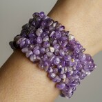 Genuine Amethyst Cuff Gem Bracelet