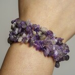 Genuine Amethyst Cuff Gem Bracelet