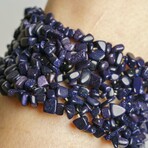 Genuine Purple Goldstone Cuff Gem Bracelet