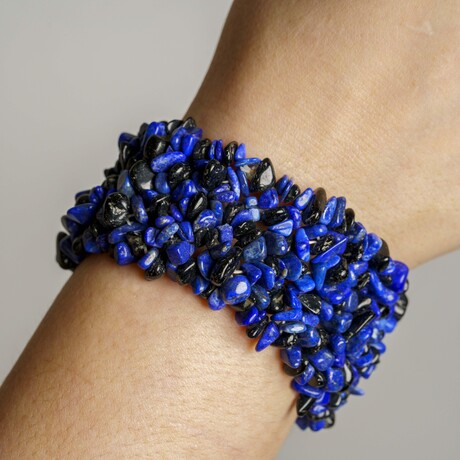 Genuine Lapis Lazuli Cuff Gem Bracelet